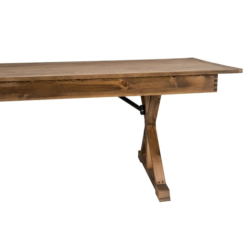 Tavolo da pranzo pieghevole rettangolare in pino massello 213 cm x 102 cm