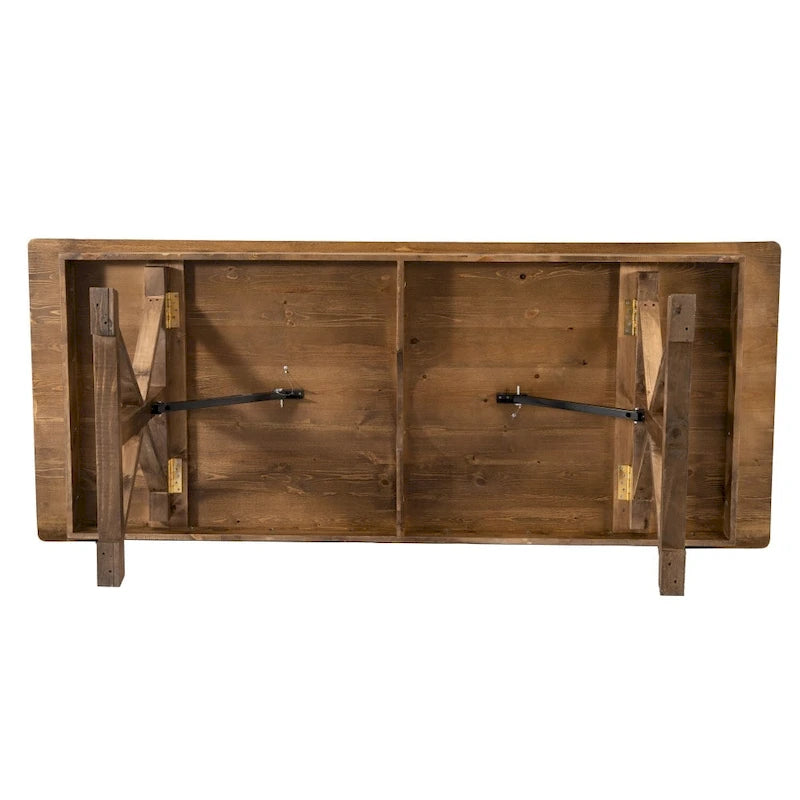 Tavolo da pranzo pieghevole rettangolare in pino massello 213 cm x 102 cm