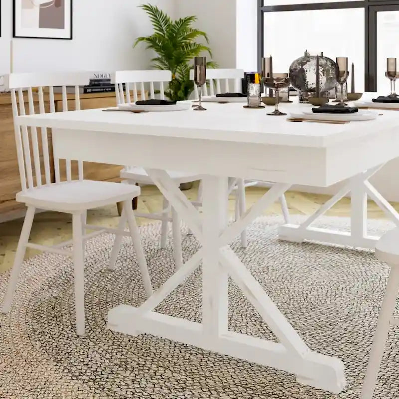 Tavolo da pranzo pieghevole rettangolare in pino massello 213 cm x 102 cm