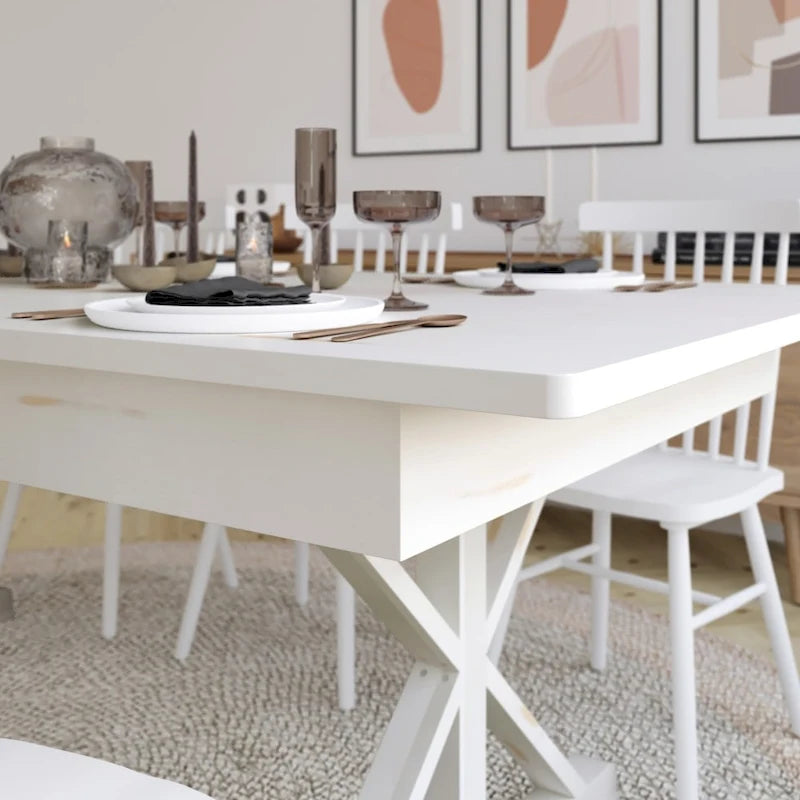 Tavolo da pranzo pieghevole rettangolare in pino massello 213 cm x 102 cm