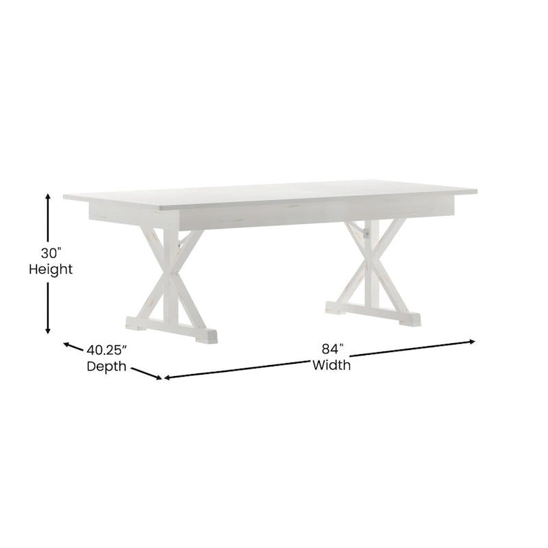 Tavolo da pranzo pieghevole rettangolare in pino massello 213 cm x 102 cm
