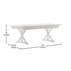 Tavolo da pranzo pieghevole rettangolare in pino massello 213 cm x 102 cm