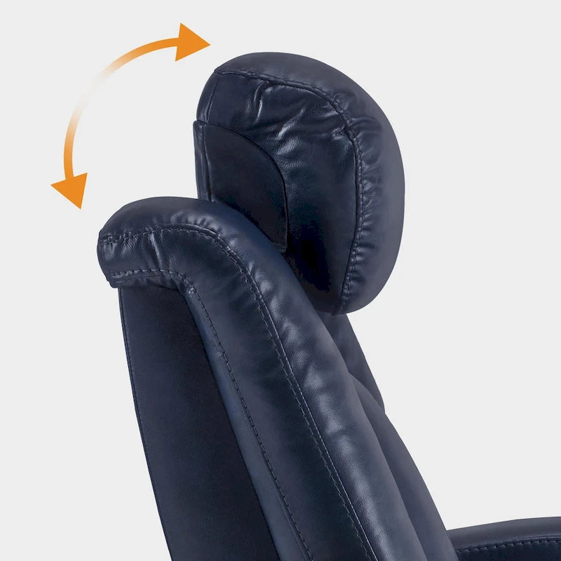 Poltrona reclinabile elettrica con poggiatesta regolabile e tavolino, pelle traspirante HTS422