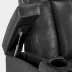 Poltrona reclinabile elettrica con poggiatesta regolabile e tavolino, pelle traspirante HTS422