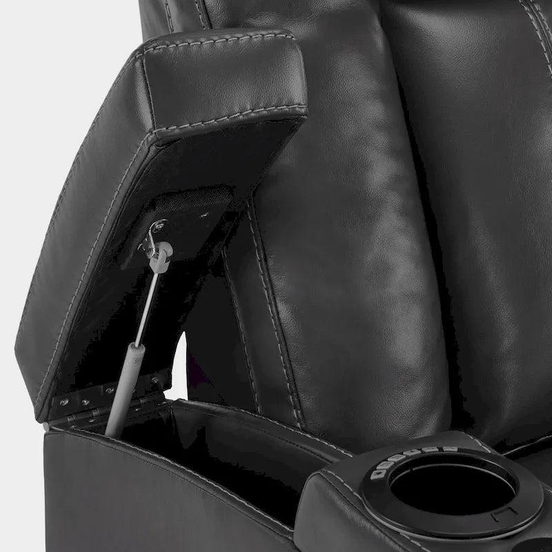 Poltrona reclinabile elettrica con poggiatesta regolabile e tavolino, pelle traspirante HTS422