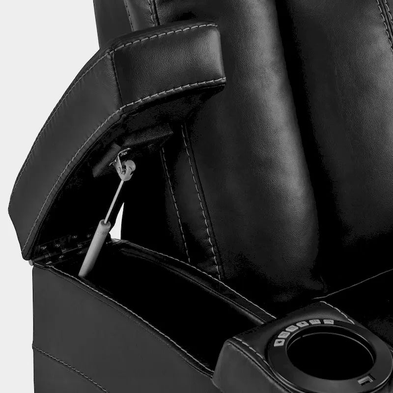 Poltrona reclinabile elettrica con poggiatesta regolabile e tavolino, pelle traspirante HTS422