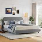 Letto imbottito a piattaforma Queen Size – Tessuto in pile