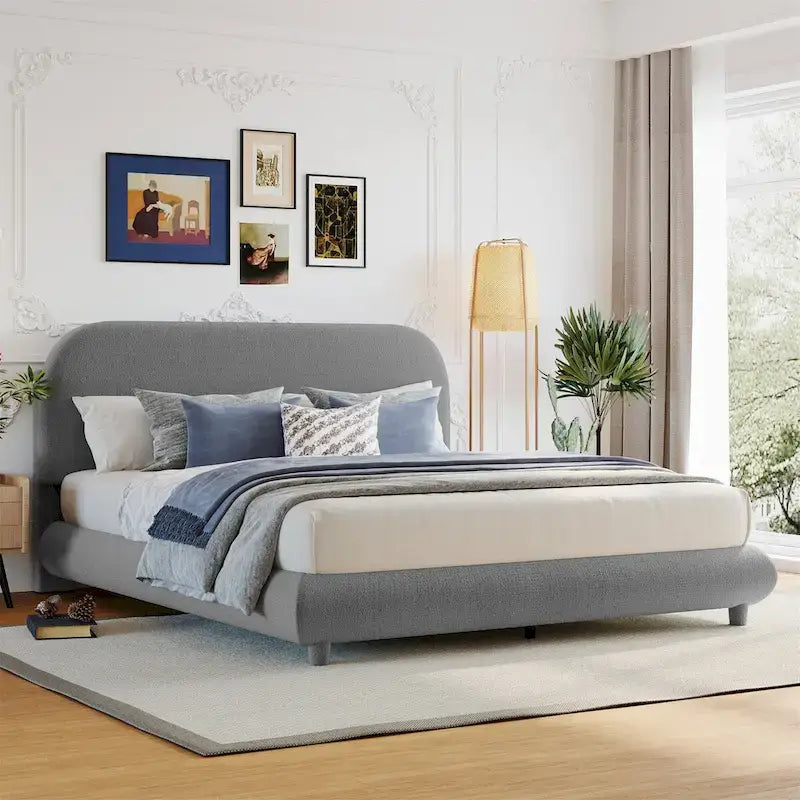Letto imbottito a piattaforma Queen Size – Tessuto in pile