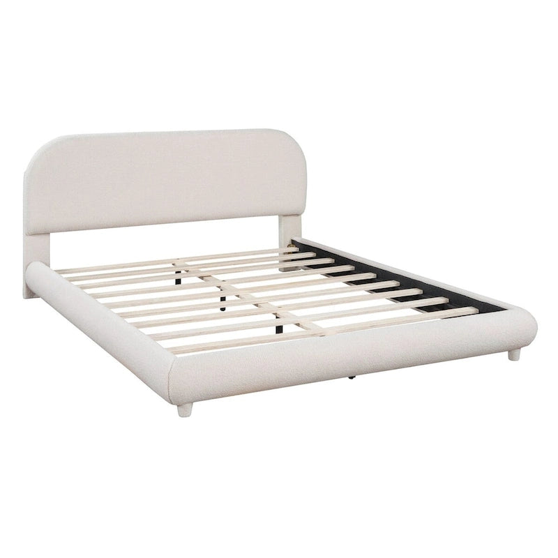 Letto imbottito a piattaforma Queen Size – Tessuto in pile