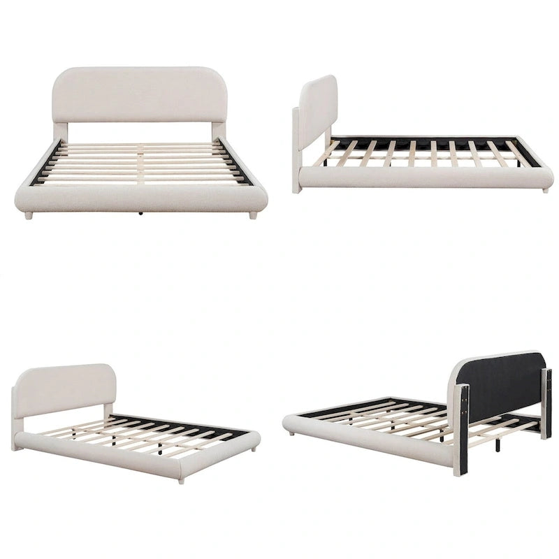 Letto imbottito a piattaforma Queen Size – Tessuto in pile