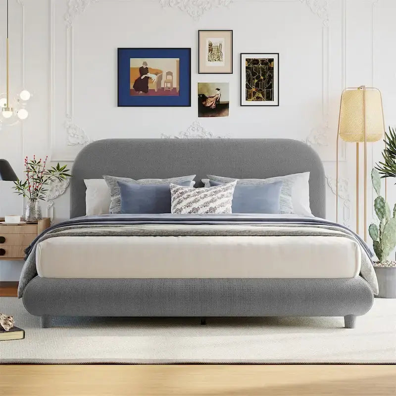 Letto imbottito a piattaforma Queen Size – Tessuto in pile