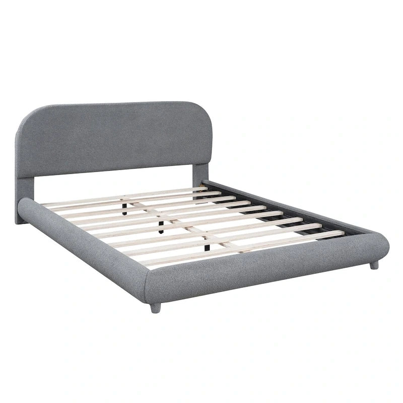 Letto imbottito a piattaforma Queen Size – Tessuto in pile