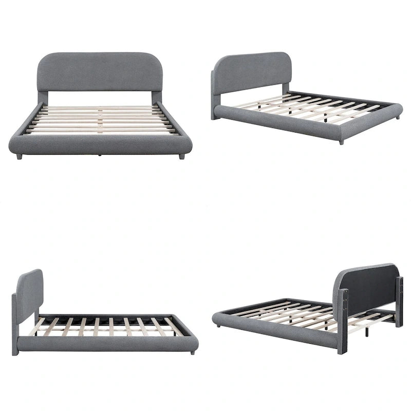 Letto imbottito a piattaforma Queen Size – Tessuto in pile
