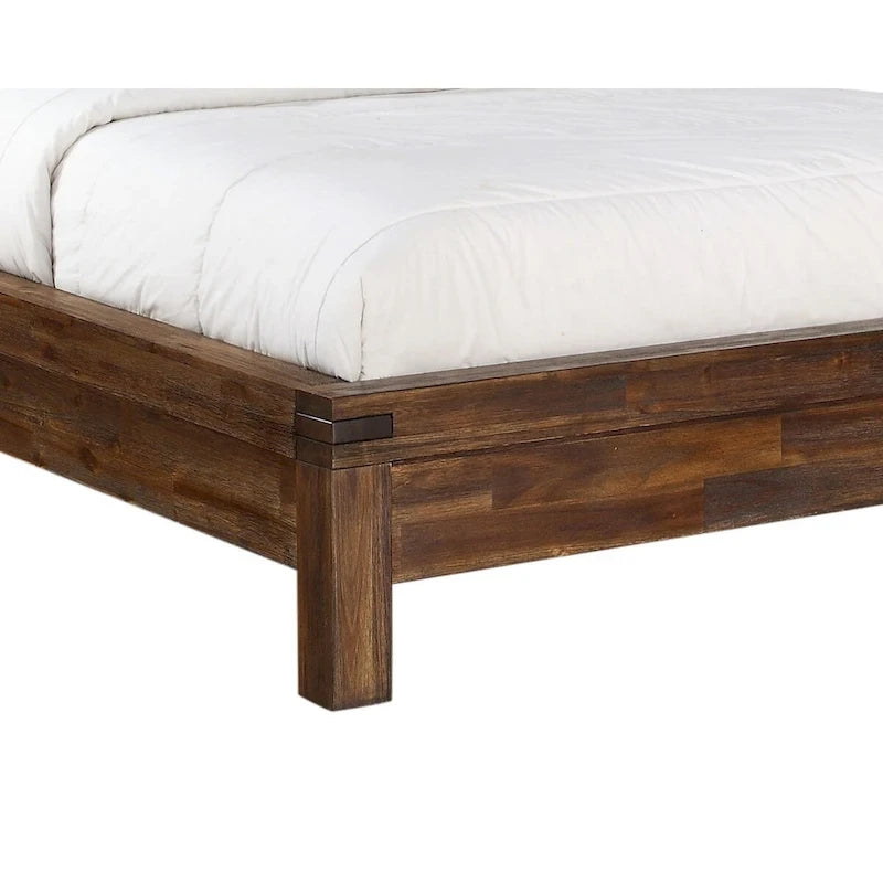 Letto king size californiano con cassetti contenitore – Legno di acacia marrone