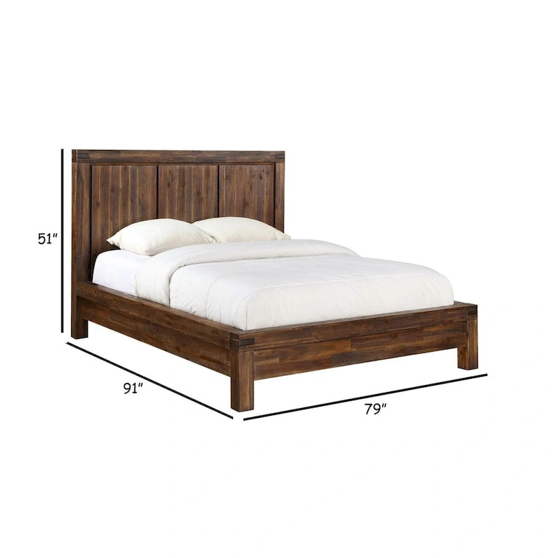 Letto king size californiano con cassetti contenitore – Legno di acacia marrone