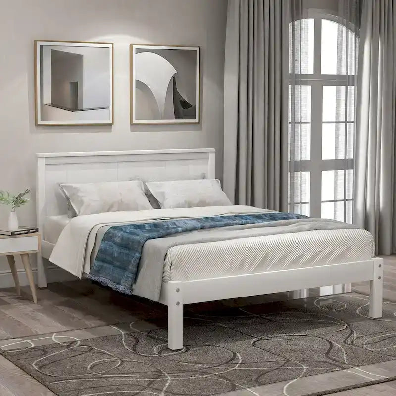 Struttura letto a piattaforma in legno con testiera