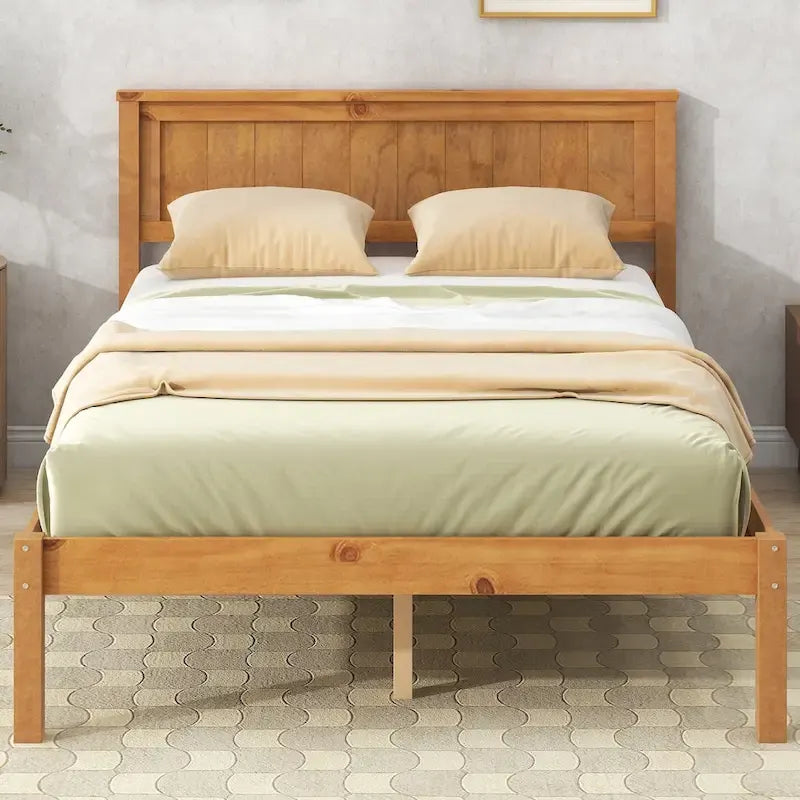 Struttura letto a piattaforma in legno con testiera