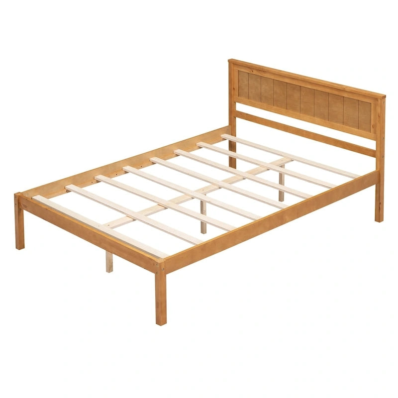 Struttura letto a piattaforma in legno con testiera
