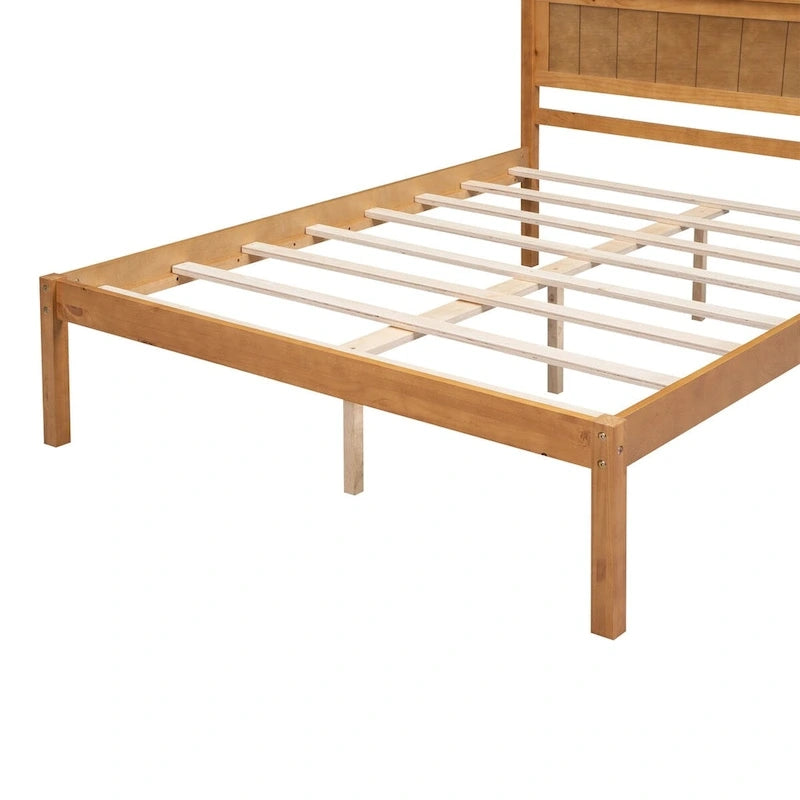 Struttura letto a piattaforma in legno con testiera