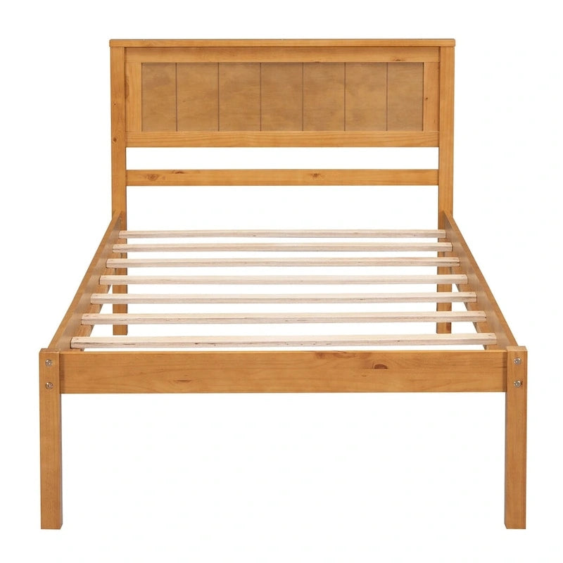 Struttura letto a piattaforma in legno con testiera