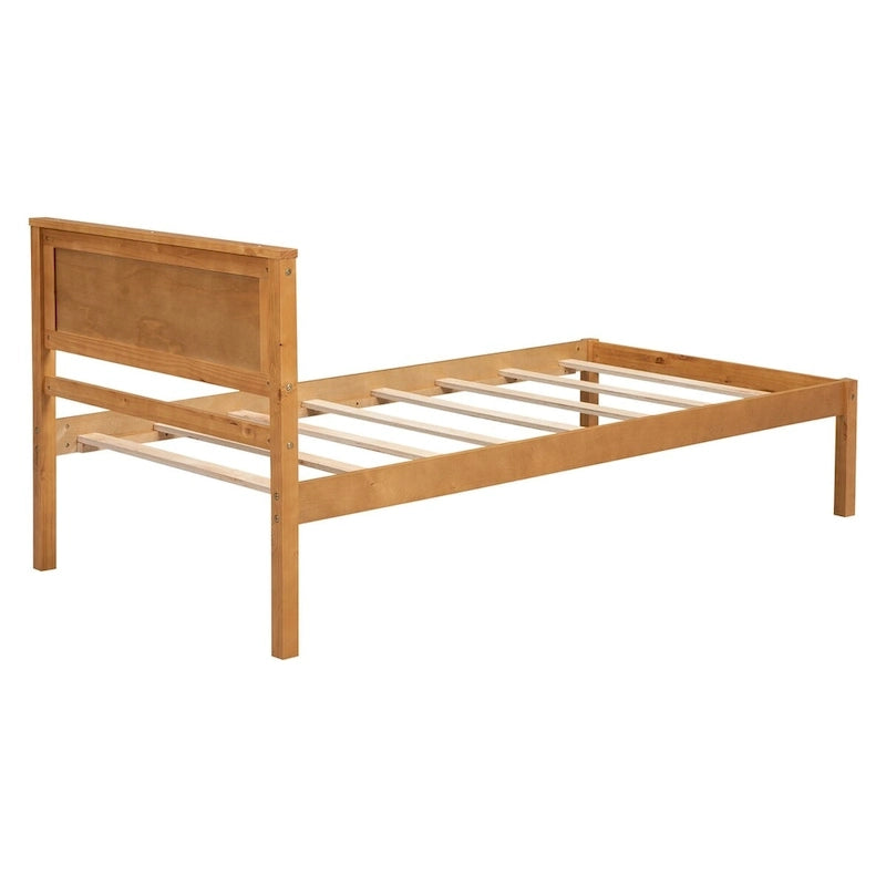 Struttura letto a piattaforma in legno con testiera