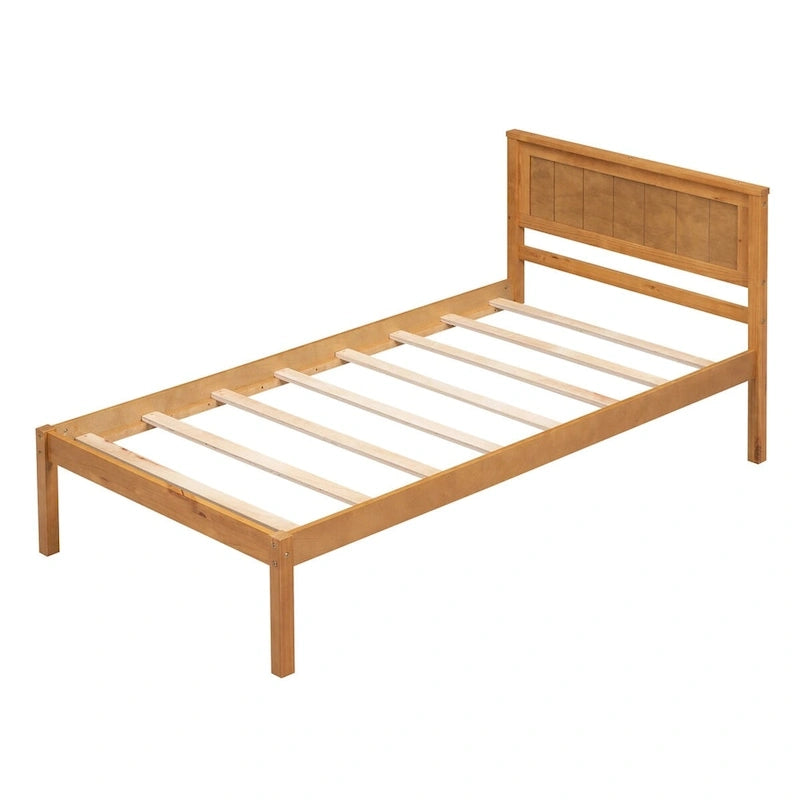 Struttura letto a piattaforma in legno con testiera