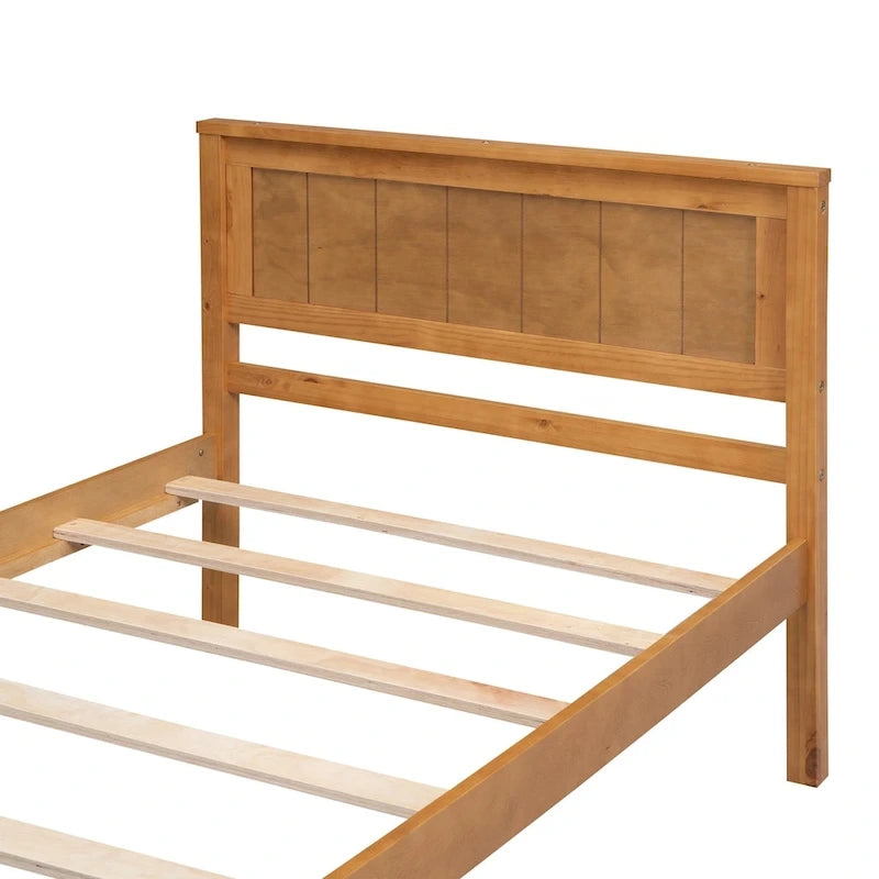 Struttura letto a piattaforma in legno con testiera