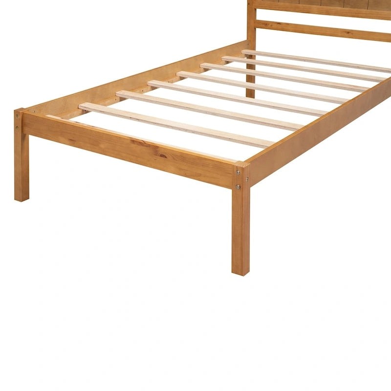 Struttura letto a piattaforma in legno con testiera