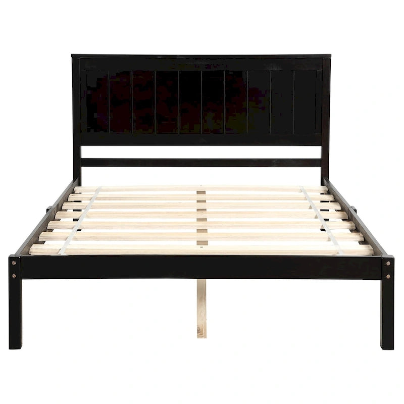 Struttura letto a piattaforma in legno con testiera