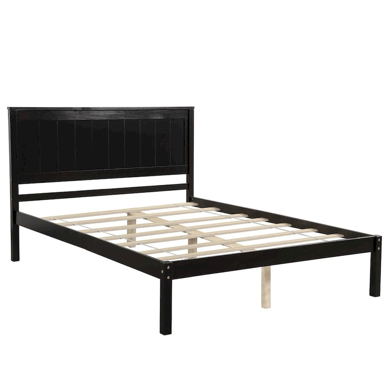 Struttura letto a piattaforma in legno con testiera