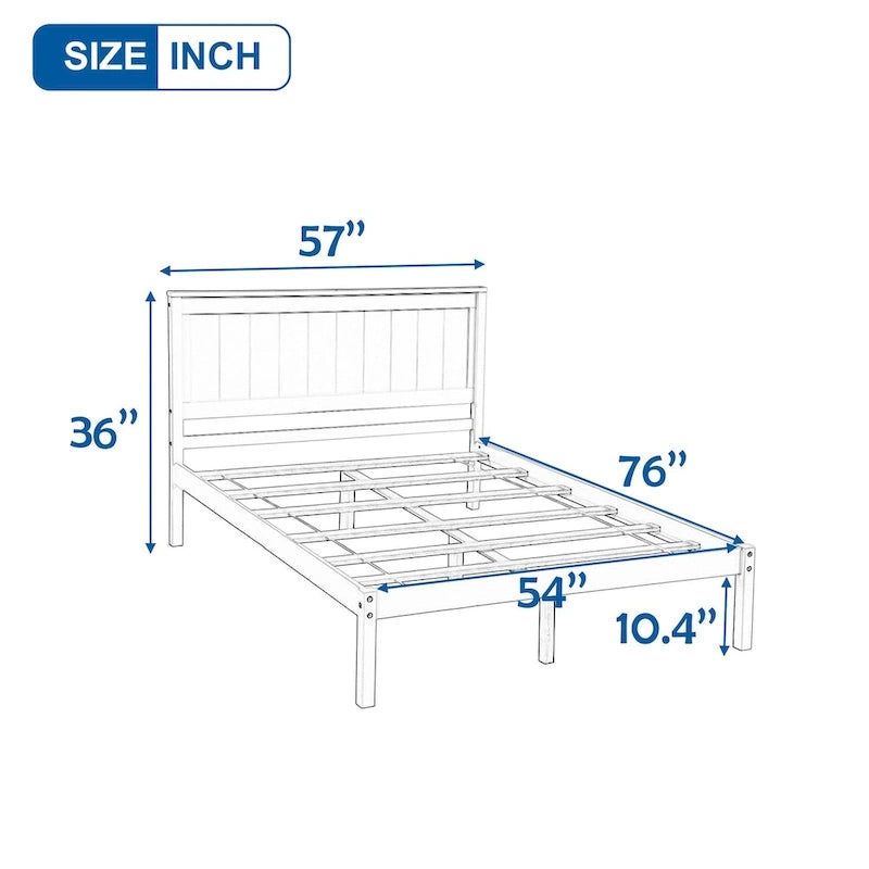 Struttura letto a piattaforma in legno con testiera