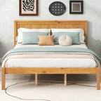 Struttura letto a piattaforma in legno con testiera