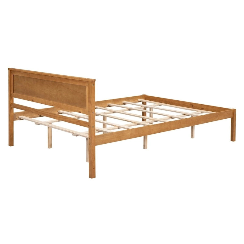 Struttura letto a piattaforma in legno con testiera