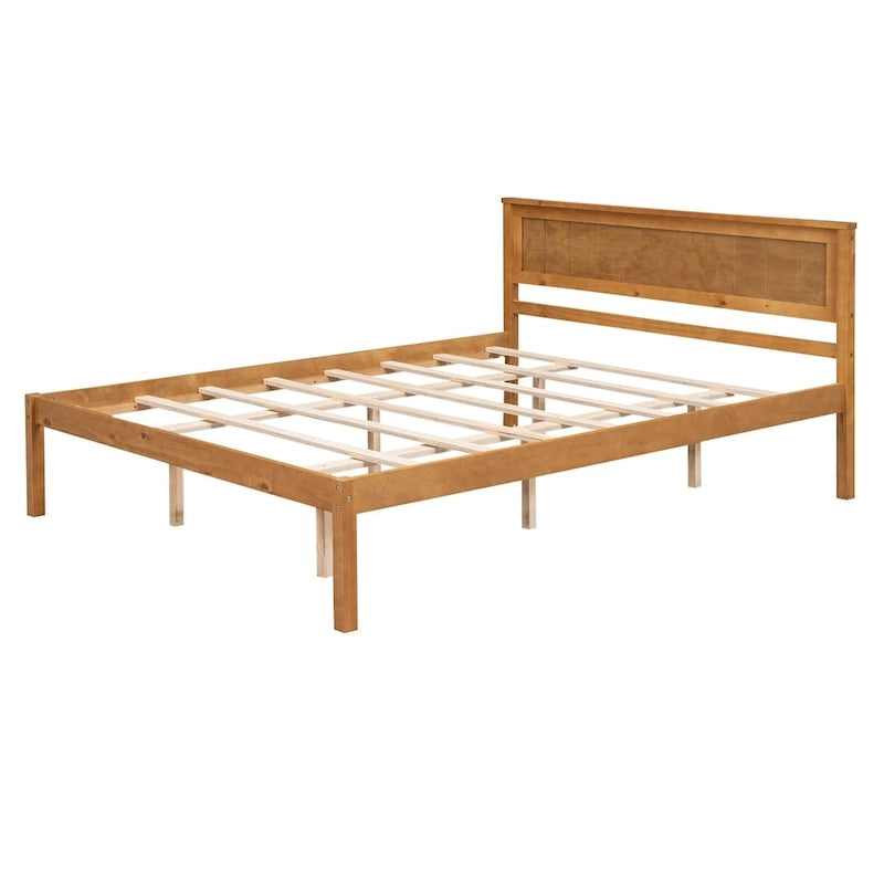 Struttura letto a piattaforma in legno con testiera