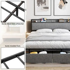 Struttura letto imbottita con cassetti contenitore