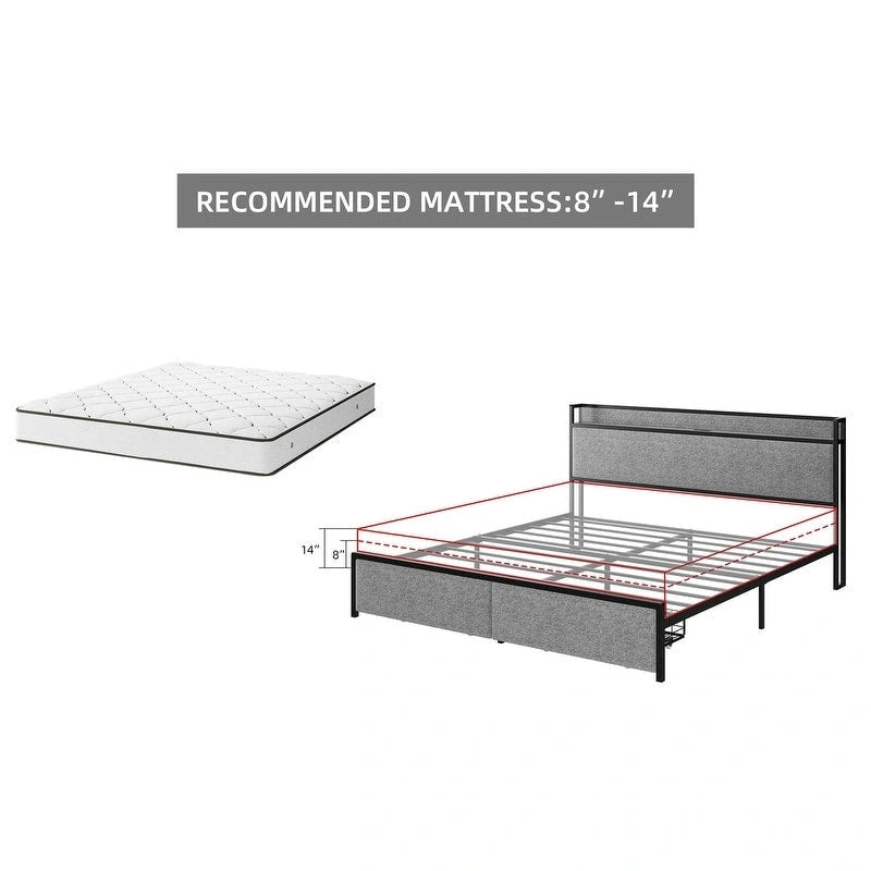 Struttura letto imbottita con cassetti contenitore