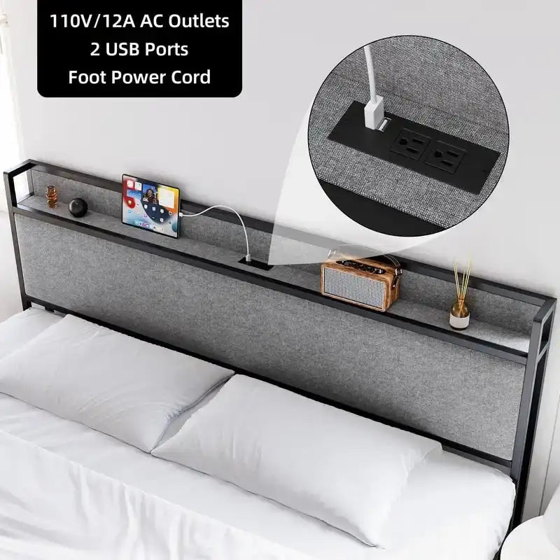 Struttura letto imbottita con cassetti contenitore