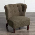 Poltrona senza braccioli in tessuto Sherpa con gambe in legno