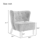 Poltrona senza braccioli in tessuto Sherpa con gambe in legno