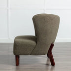 Poltrona senza braccioli in tessuto Sherpa con gambe in legno