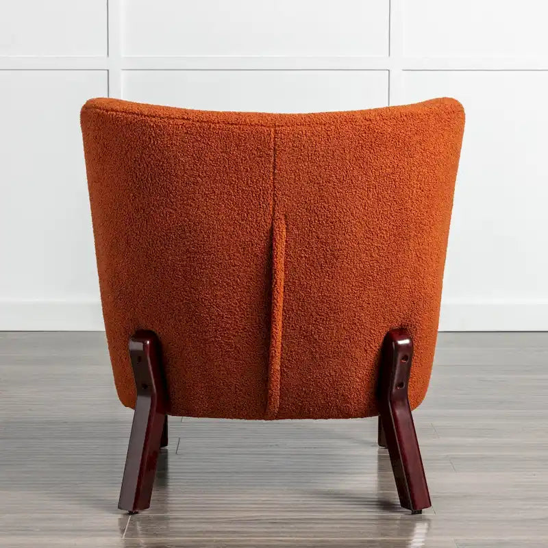 Poltrona senza braccioli in tessuto Sherpa con gambe in legno
