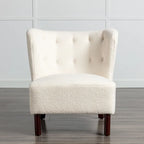 Poltrona senza braccioli in tessuto Sherpa con gambe in legno