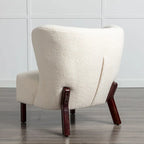 Poltrona senza braccioli in tessuto Sherpa con gambe in legno