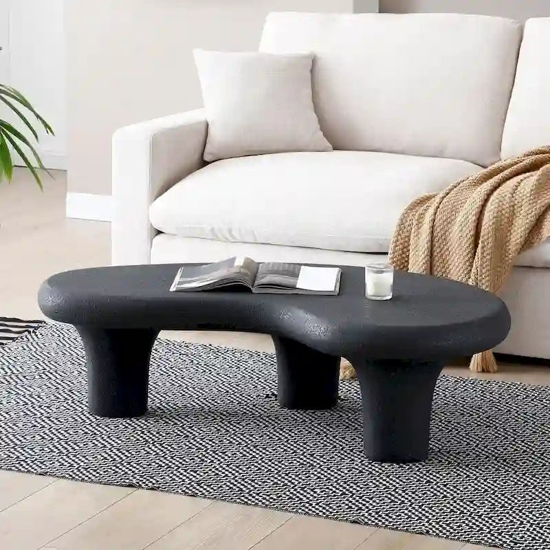 Tavolino da caffè a forma di nuvola in fibra di vetro con 3 gambe, 119 cm