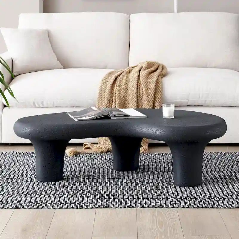 Tavolino da caffè a forma di nuvola in fibra di vetro con 3 gambe, 119 cm