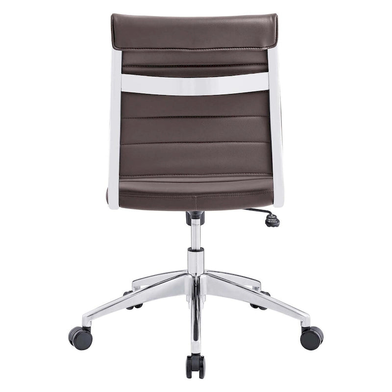 Sedia da ufficio a schienale medio con sedile imbottito e schienale in vinile