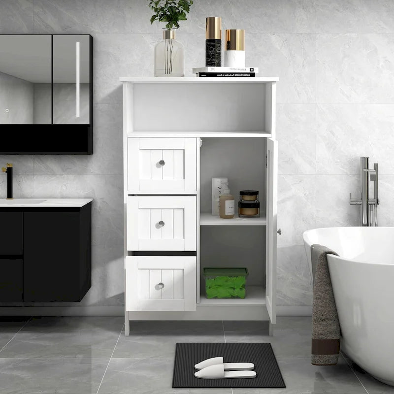 Mobile Contenitore Indipendente con Cassetti e Ripiano Aperto