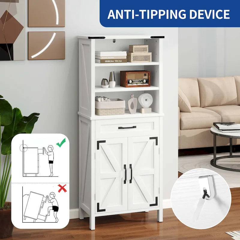 Mobile contenitore alto per bagno con ripiani e cassetto